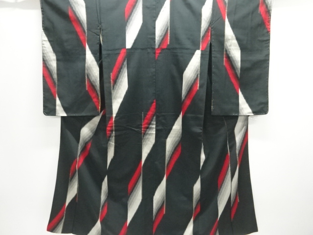 大正ロマン　抽象模様織出しお召着物